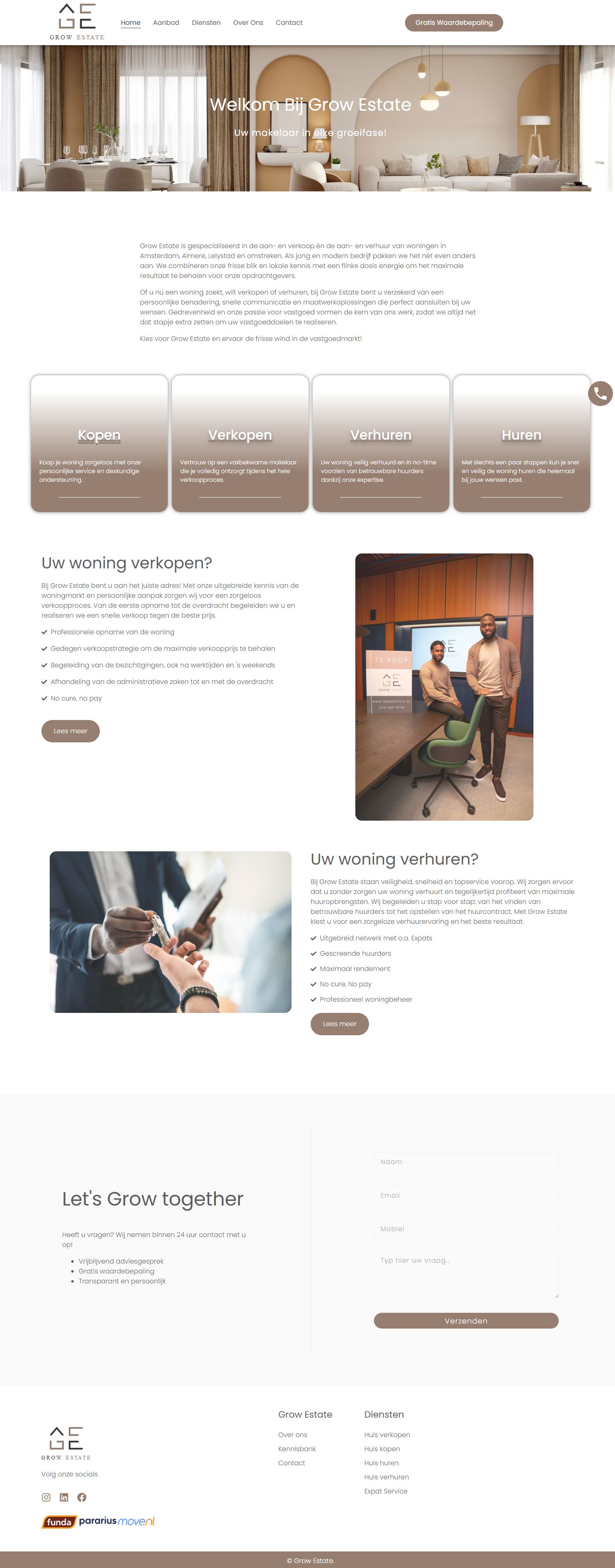 Capture d'écran du site web de growestate.nl