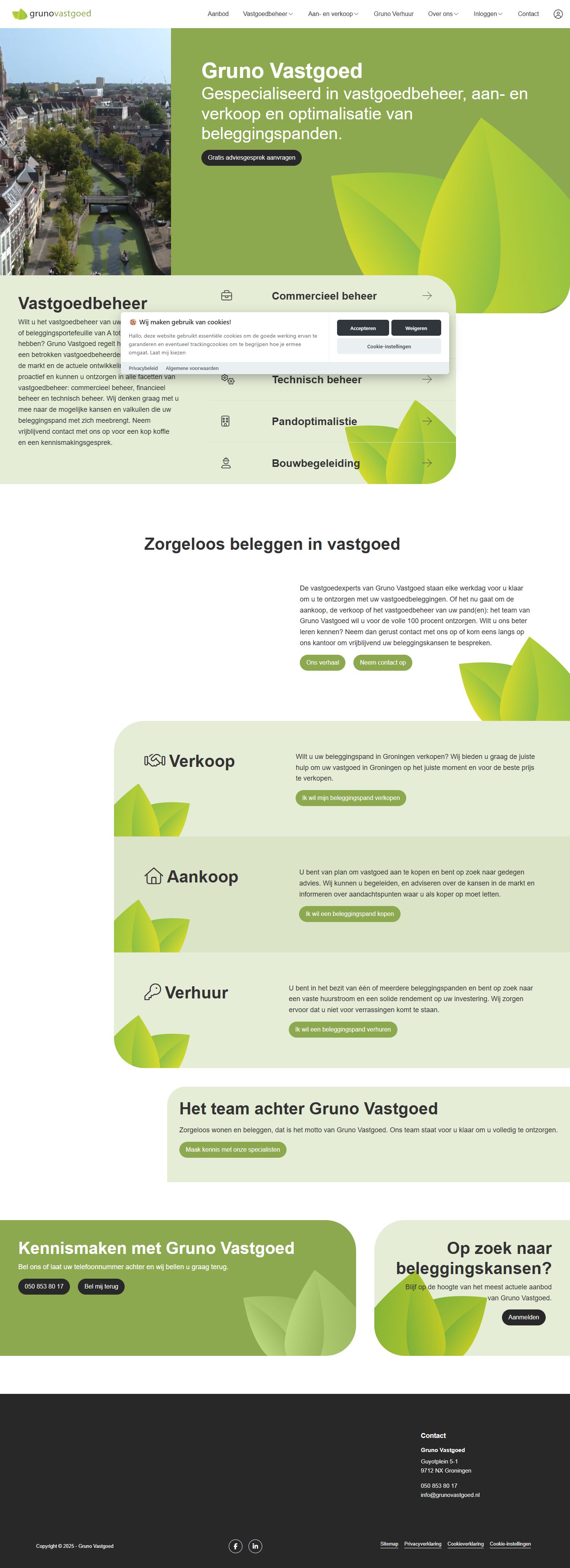 Screenshot of the website of www.grunovastgoed.nl
