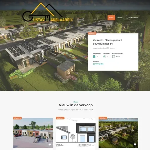 Screenshot of the website of www.gustavmakelaars.nl