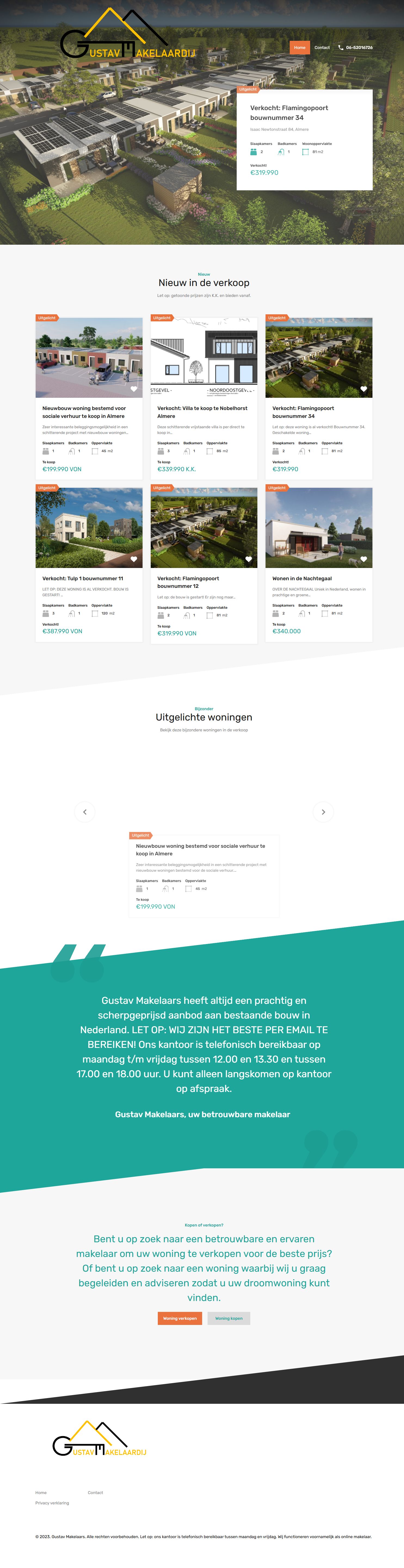 Screenshot der Website von www.gustavmakelaars.nl