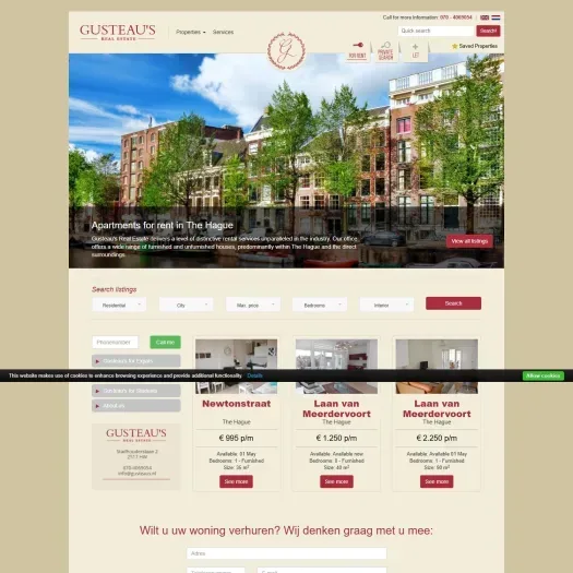 Screenshot van de website van www.gusteaus.nl