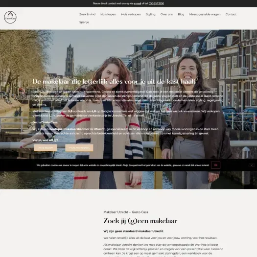 Screenshot of the website of www.gustocasa.nl