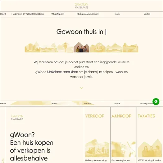 Screenshot van de website van www.gwoonmakelaars.nl