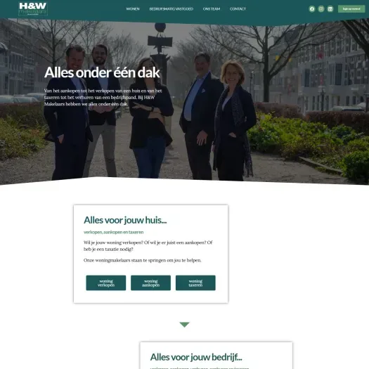 Screenshot of the website of www.hwmakelaars.nl