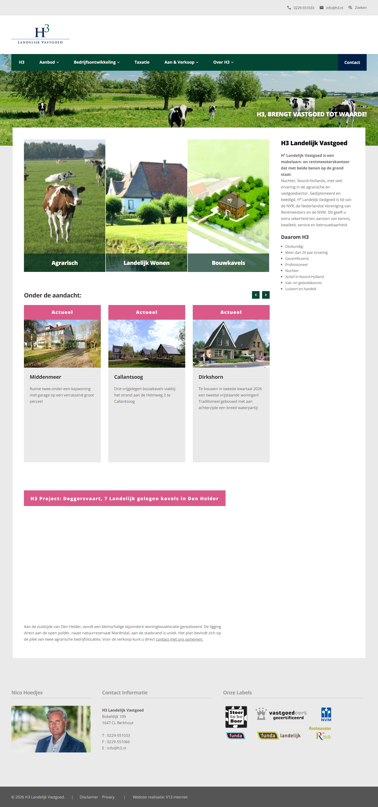 Capture d'écran du site web de www.h3.nl