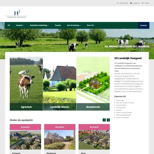 Screenshot van de website van www.h3.nl