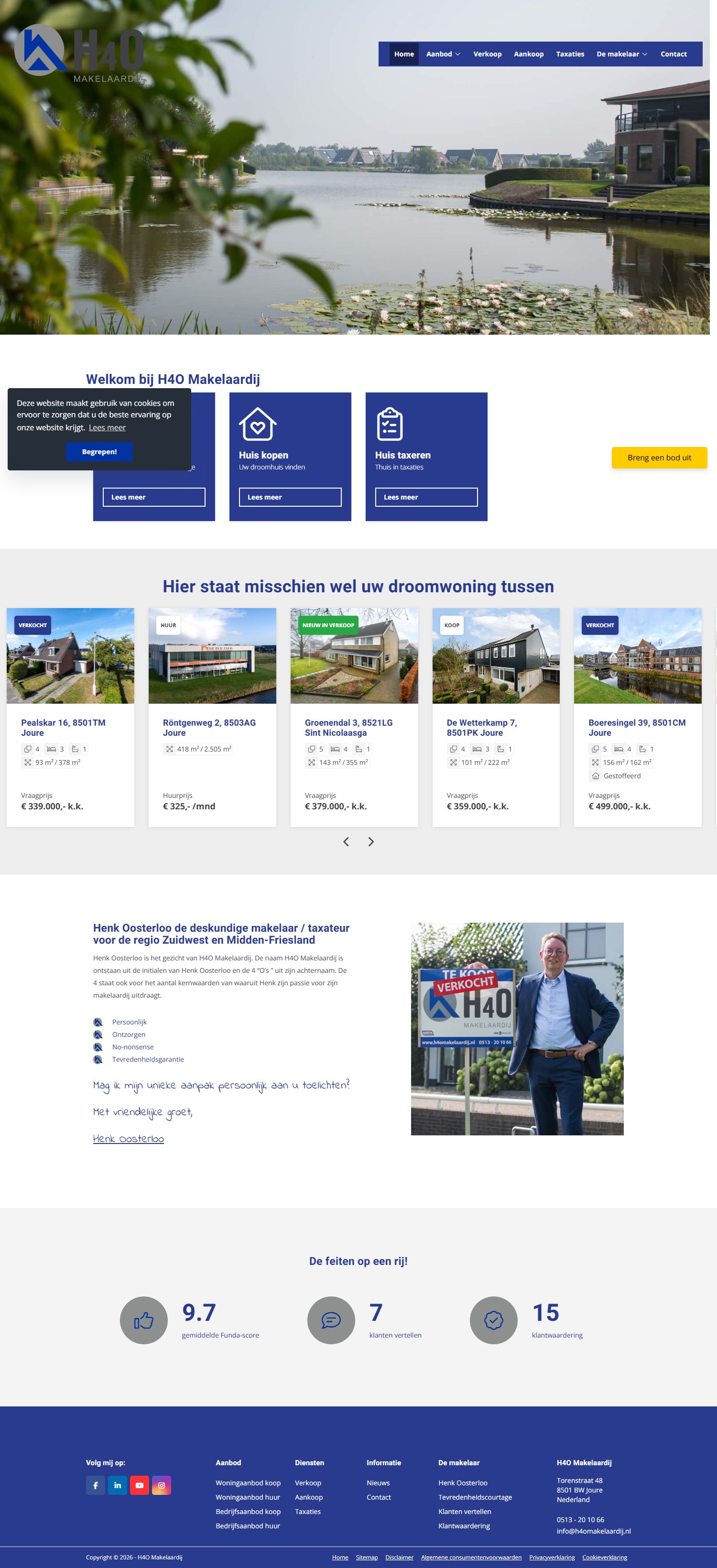 Screenshot der Website von www.h4omakelaardij.nl