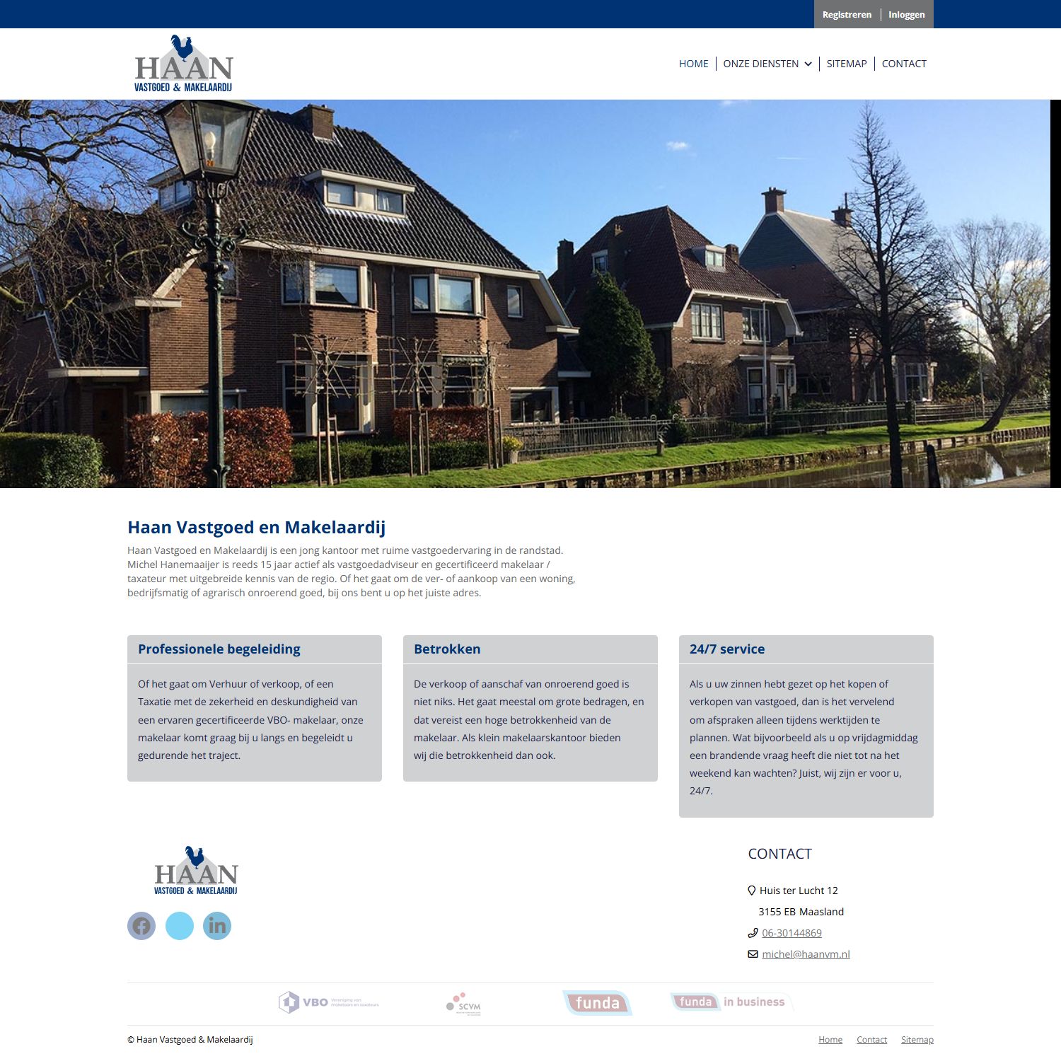 Screenshot of the website of www.haanvm.nl