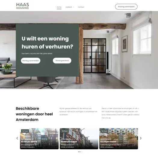 Screenshot of the website of www.haashousing.nl
