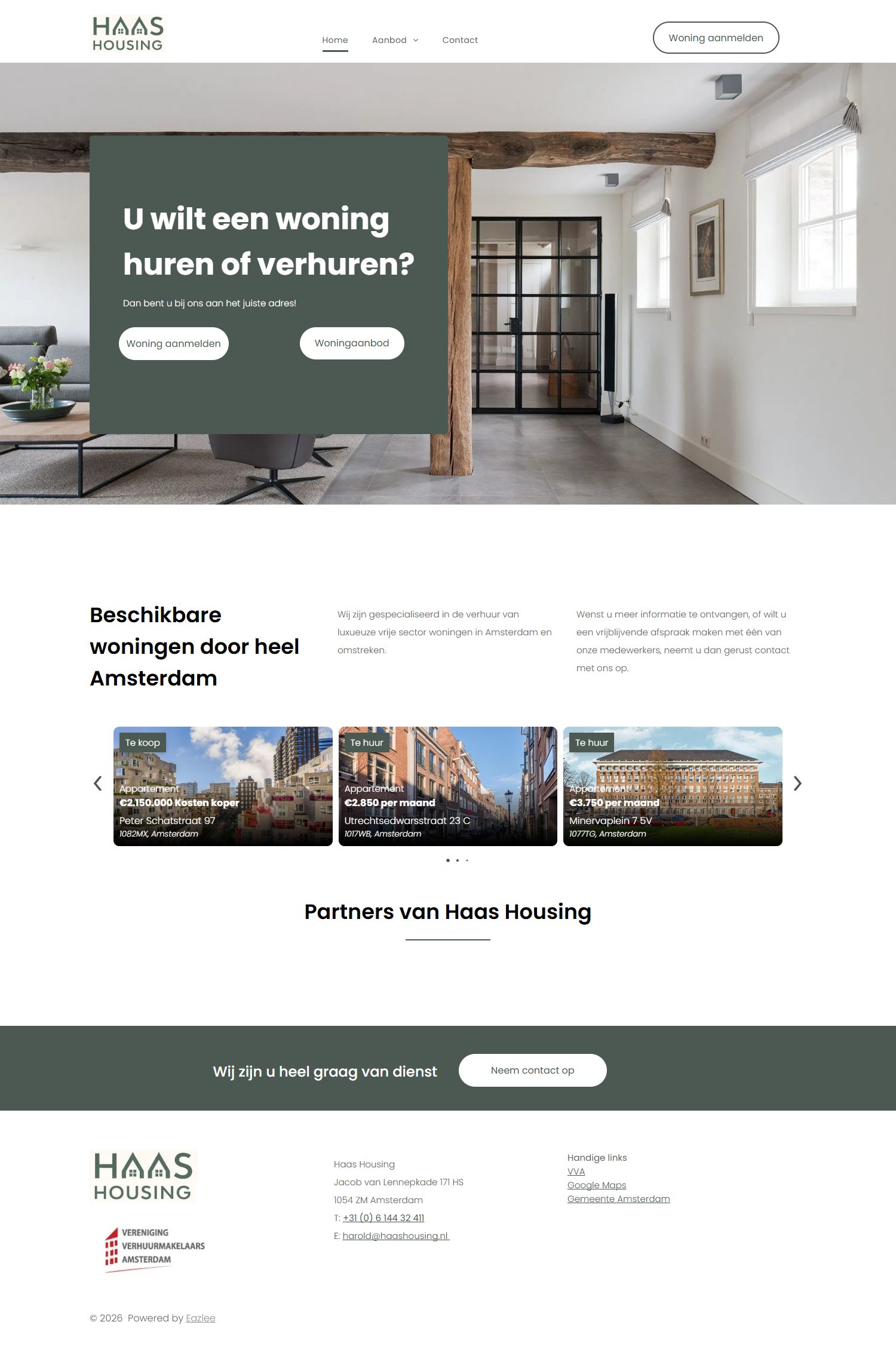 Screenshot of the website of www.haashousing.nl