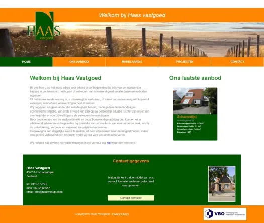 Capture d'écran du site web de www.haasvastgoed.nl