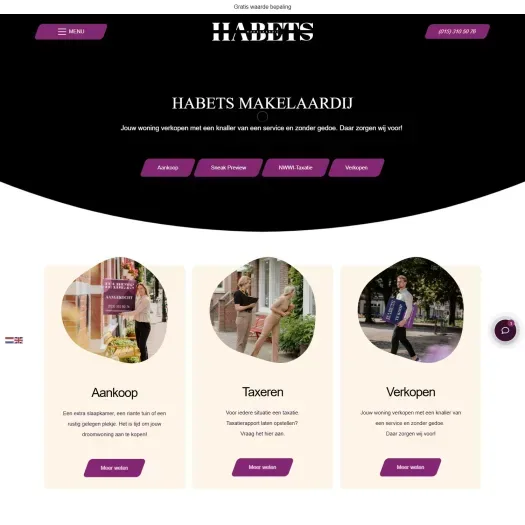 Screenshot van de website van habetsmakelaardij.nl