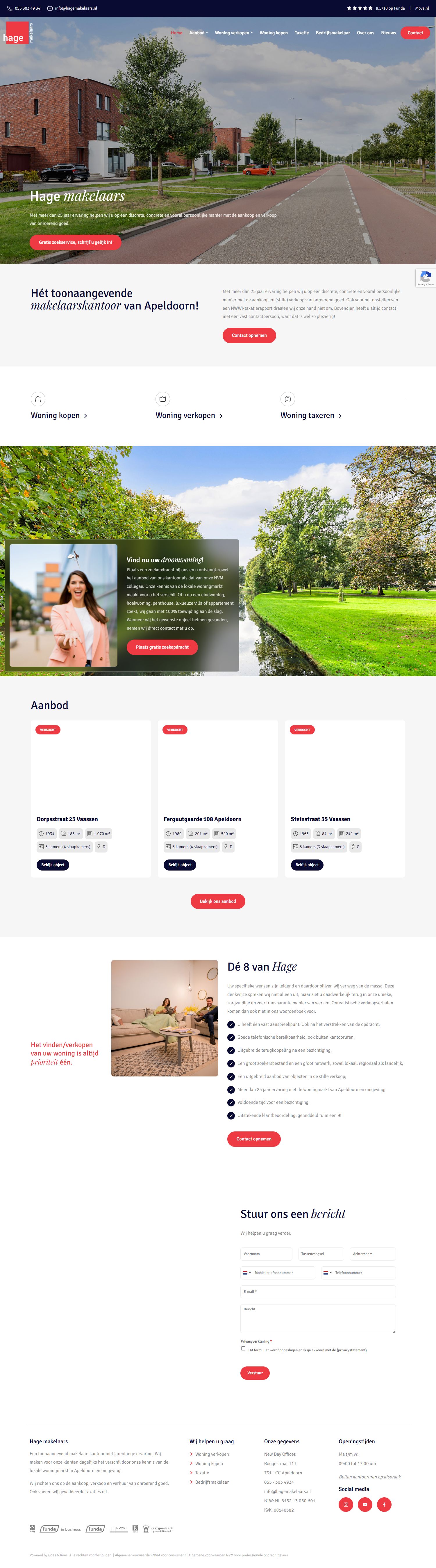Screenshot of the website of www.hagemakelaars.nl