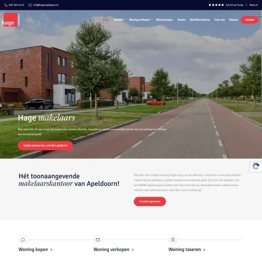 Screenshot van de website van www.hagemakelaars.nl