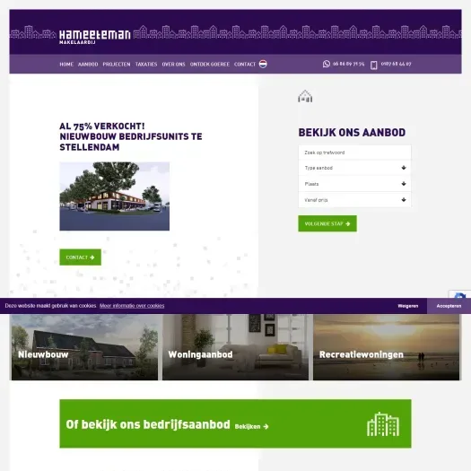 Capture d'écran du site web de www.hameetemanmakelaardij.nl