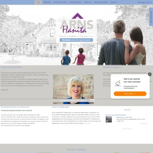 Screenshot van de website van www.arnsmakelaardij.nl