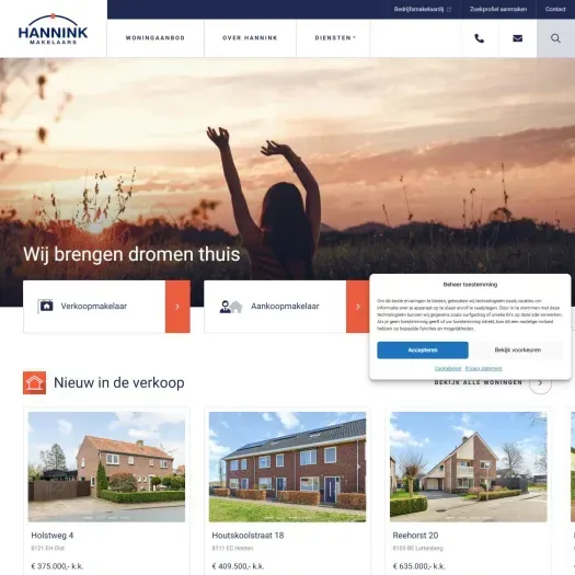 Screenshot of the website of www.hannink.nl