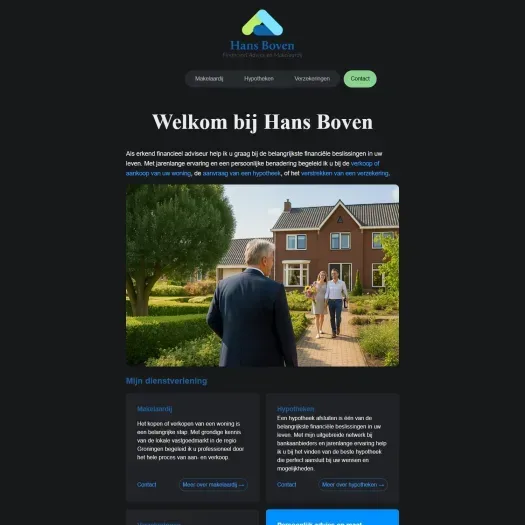 Screenshot van de website van hans-boven.nl