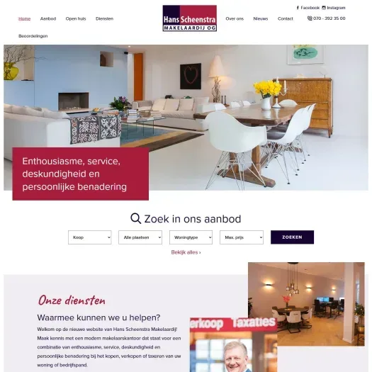 Screenshot van de website van www.hansscheenstra.nl