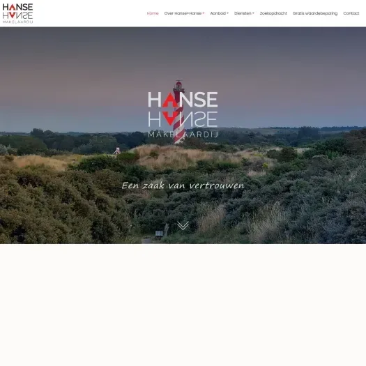 Screenshot of the website of www.hansehanse.nl
