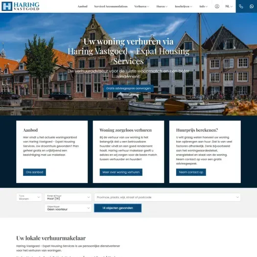 Screenshot van de website van haringverhuurmakelaar.nl