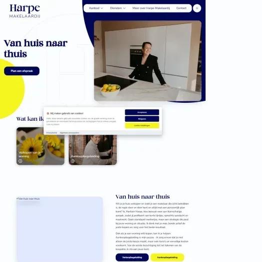 Screenshot van de website van www.harpemakelaardij.nl
