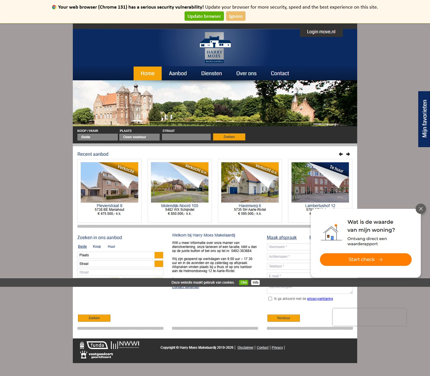 Screenshot of the website of www.harrymoesmakelaardij.nl