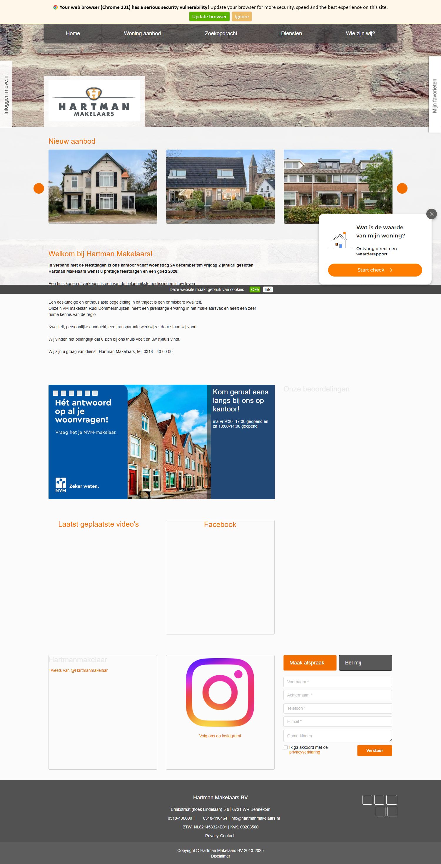 Screenshot van de website van www.hartmanmakelaars.nl