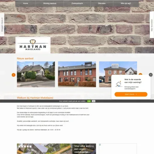 Screenshot of the website of www.hartmanmakelaars.nl