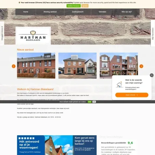 Screenshot van de website van www.hartmanmakelaars.nl