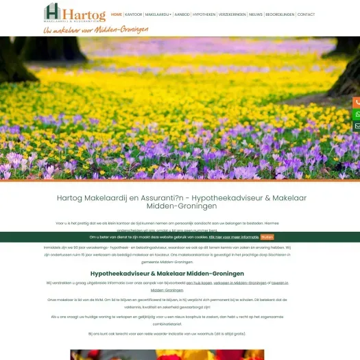 Screenshot van de website van www.makelaardijhartog.nl