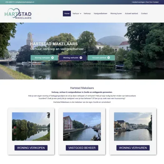 Screenshot of the website of hartstadmakelaars.nl