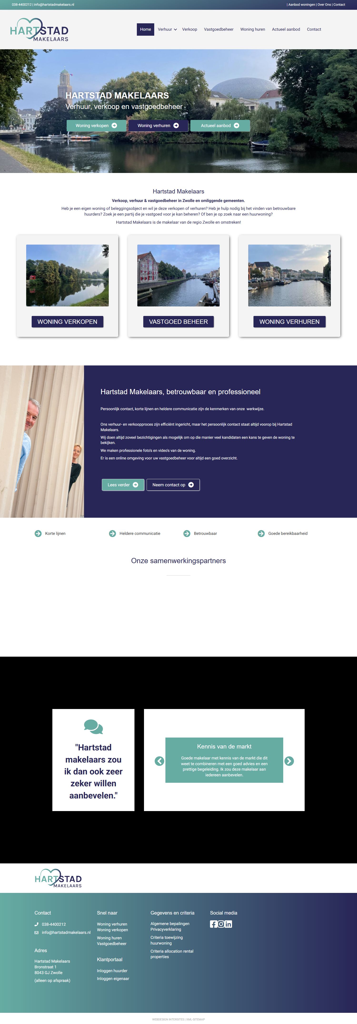 Screenshot of the website of hartstadmakelaars.nl