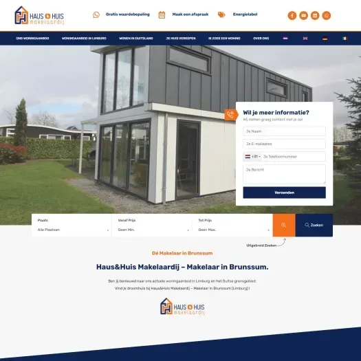 Screenshot van de website van www.hausenhuis.com