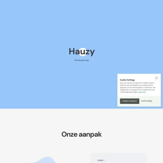 Screenshot of the website of www.hauzy.nl