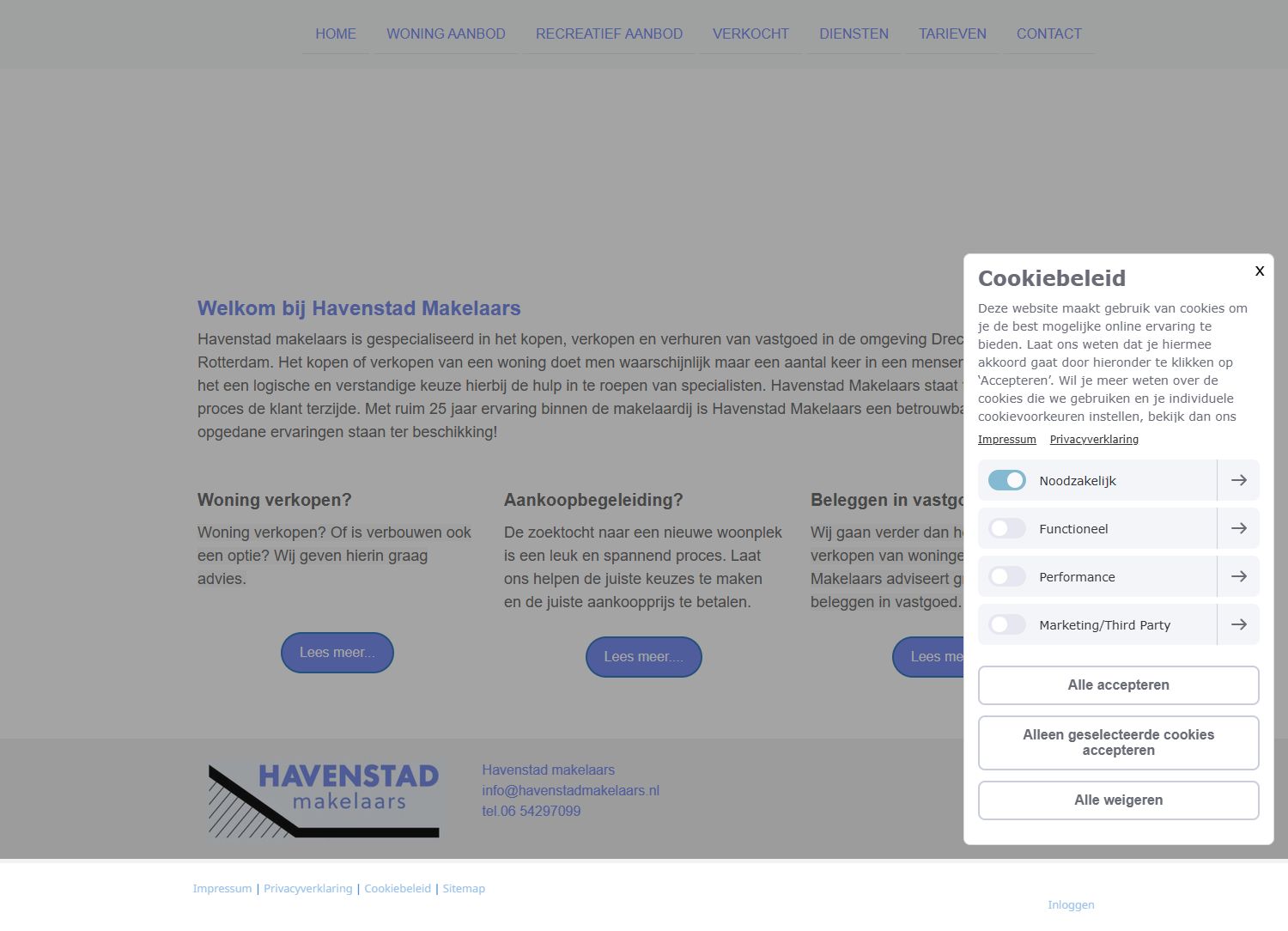 Screenshot of the website of www.havenstadmakelaars.nl