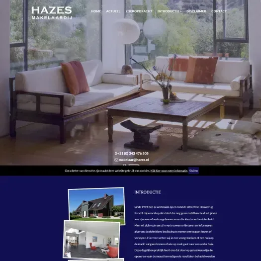 Screenshot van de website van www.hazes.nl