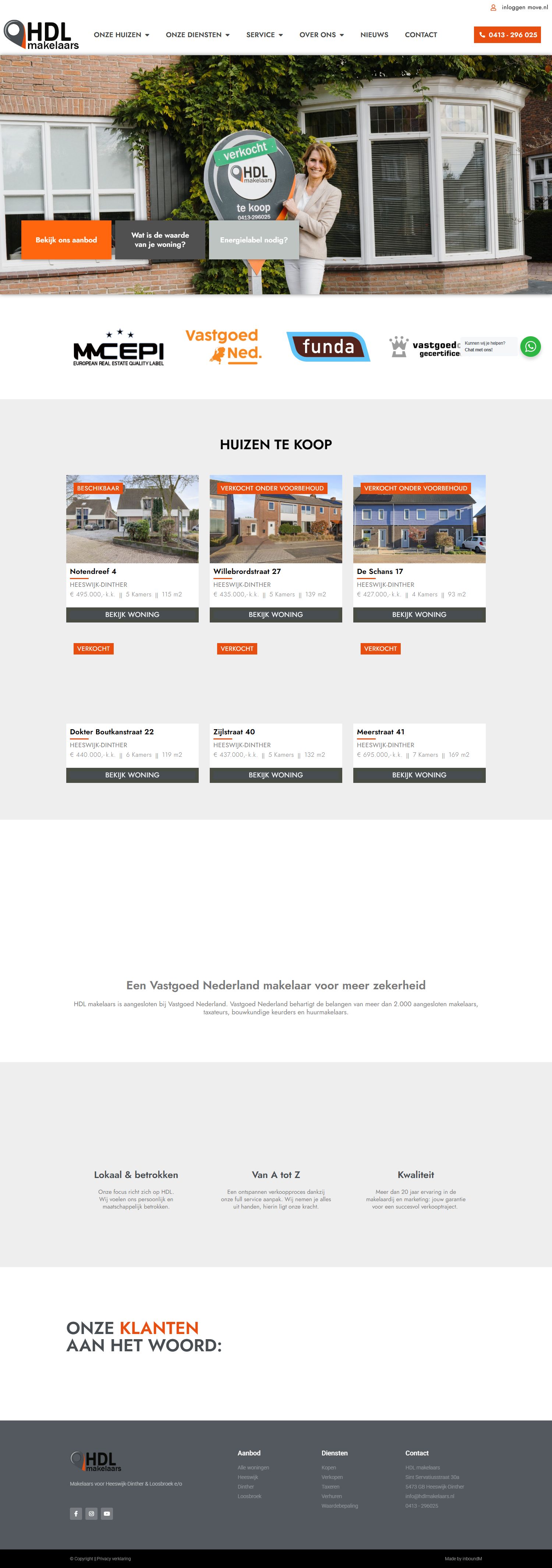 Screenshot der Website von www.hdlmakelaars.nl