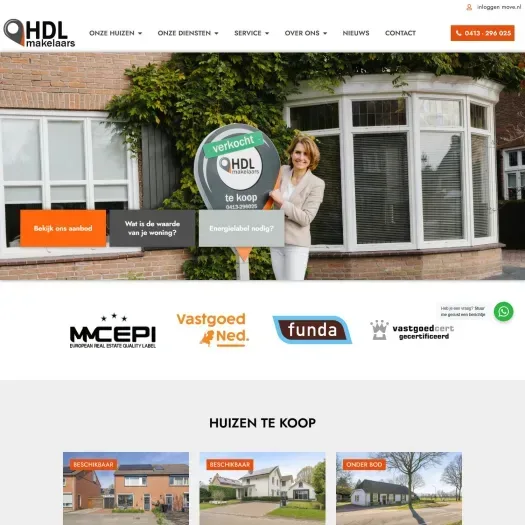 Screenshot of the website of www.hdlmakelaars.nl