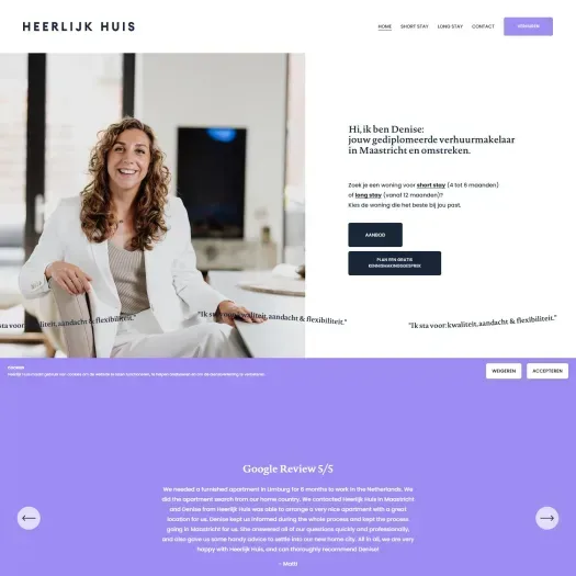 Screenshot van de website van www.heerlijkhuis.nl