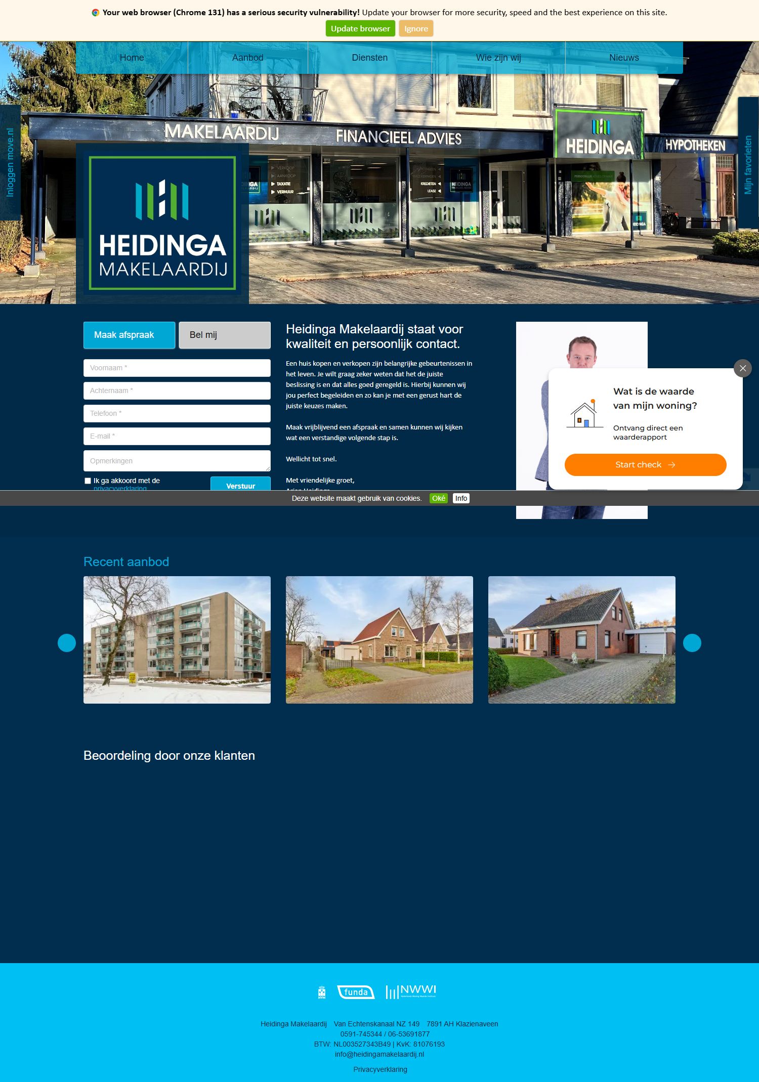 Screenshot der Website von heidingamakelaardij.nl