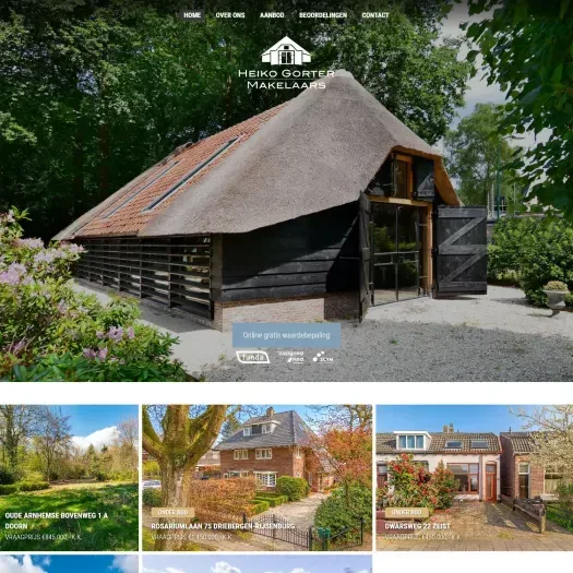 Screenshot van de website van www.heikogortermakelaars.nl