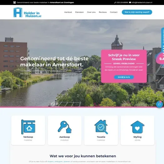 Screenshot van de website van www.helderinhuizen.nl