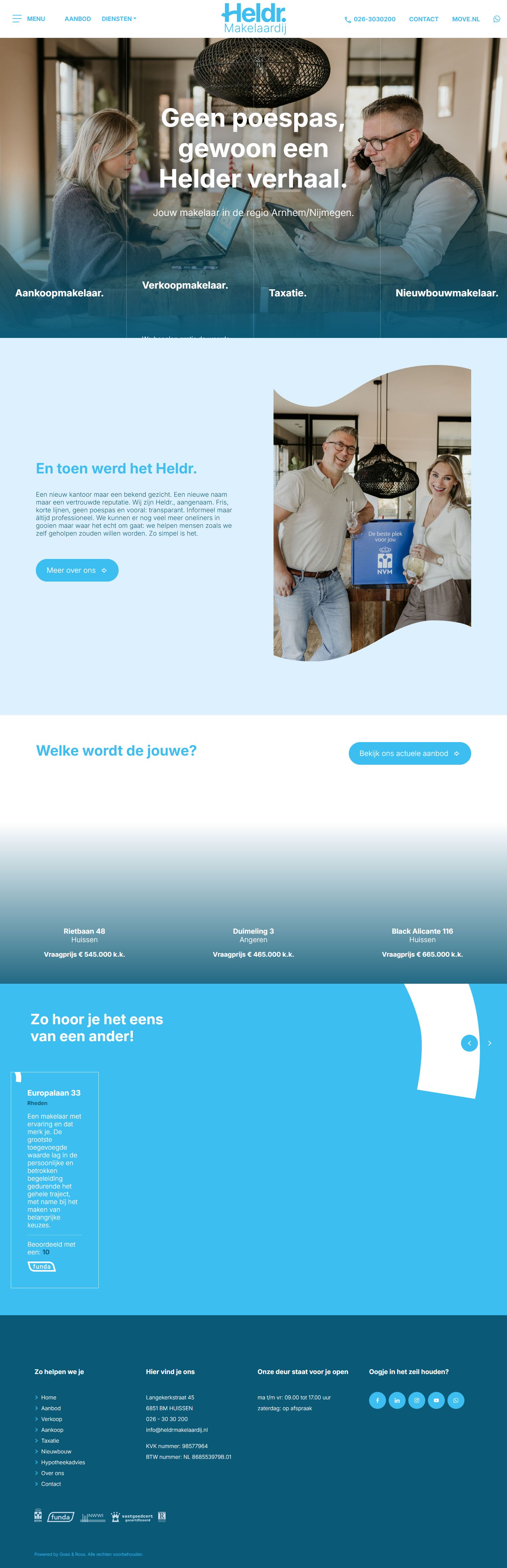 Screenshot of the website of www.heldrmakelaardij.nl