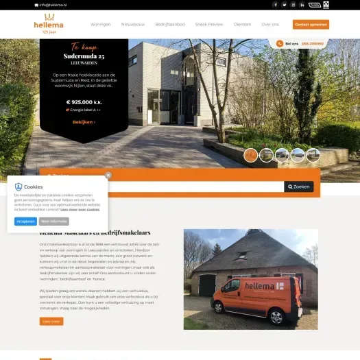 Screenshot van de website van www.hellema.nl