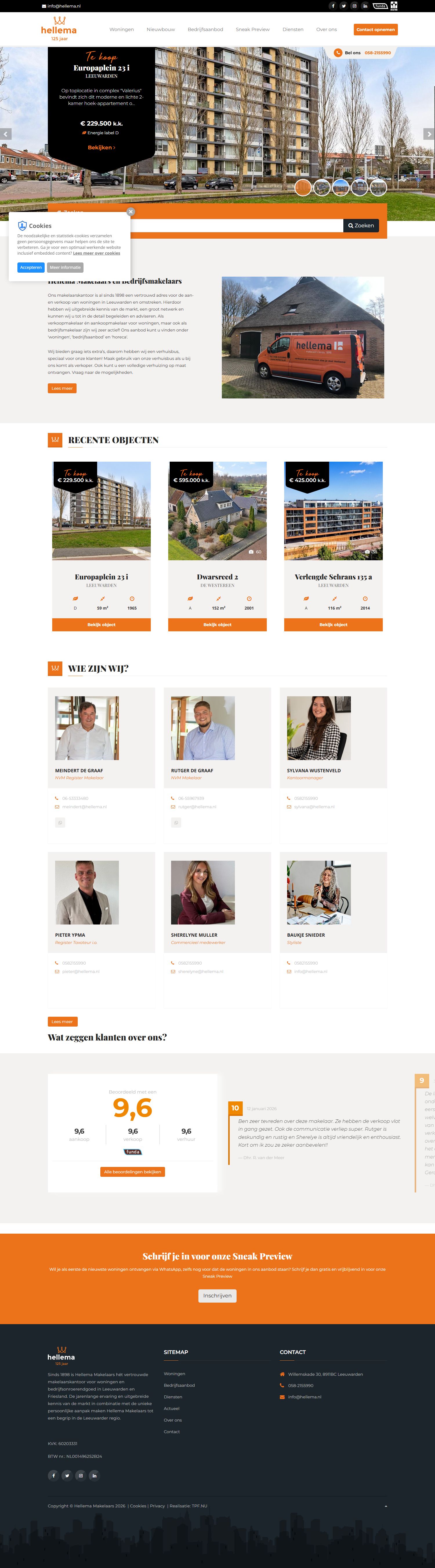 Screenshot of the website of www.hellema.nl