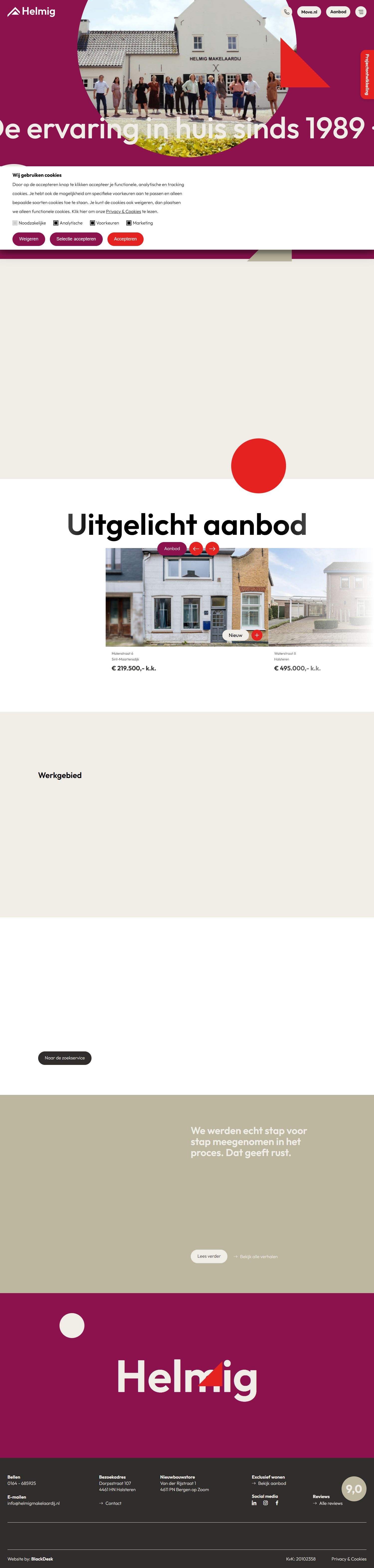 Screenshot der Website von www.helmigmakelaardij.nl
