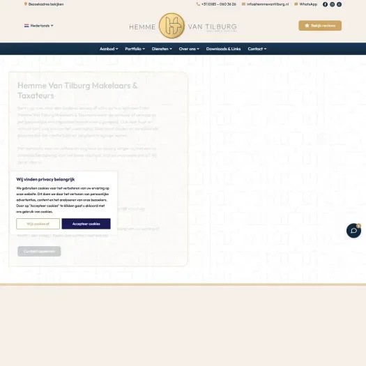 Screenshot van de website van www.hemmevantilburg.nl