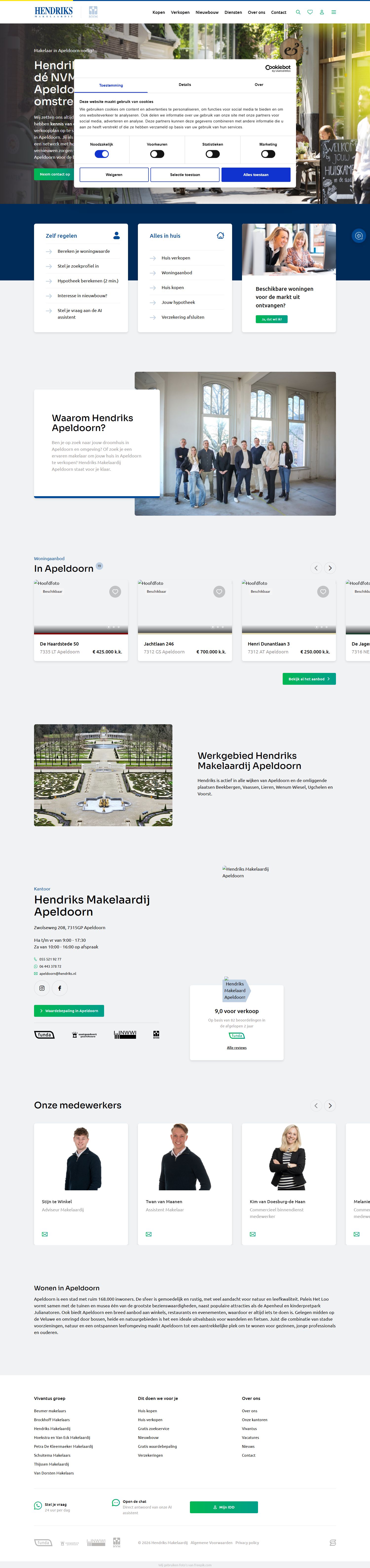 Screenshot of the website of hendriks.nl