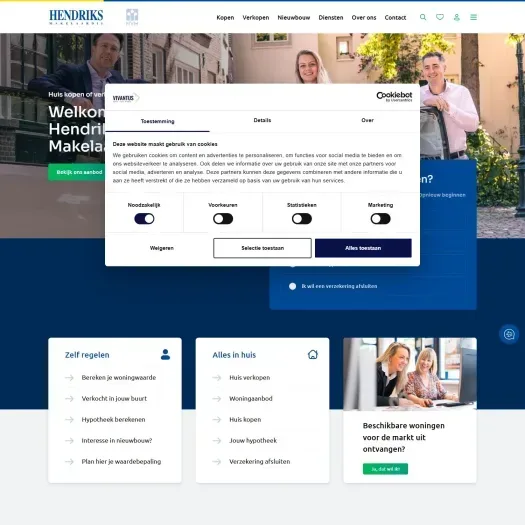 Screenshot van de website van hendriks.nl
